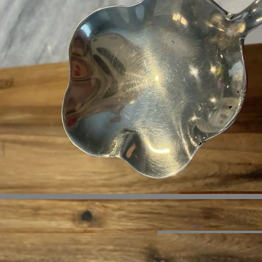 Vintage Brass? Silver‎ Plate? Flower Shaped Spoon Tea Spoon Scalloped Glossy